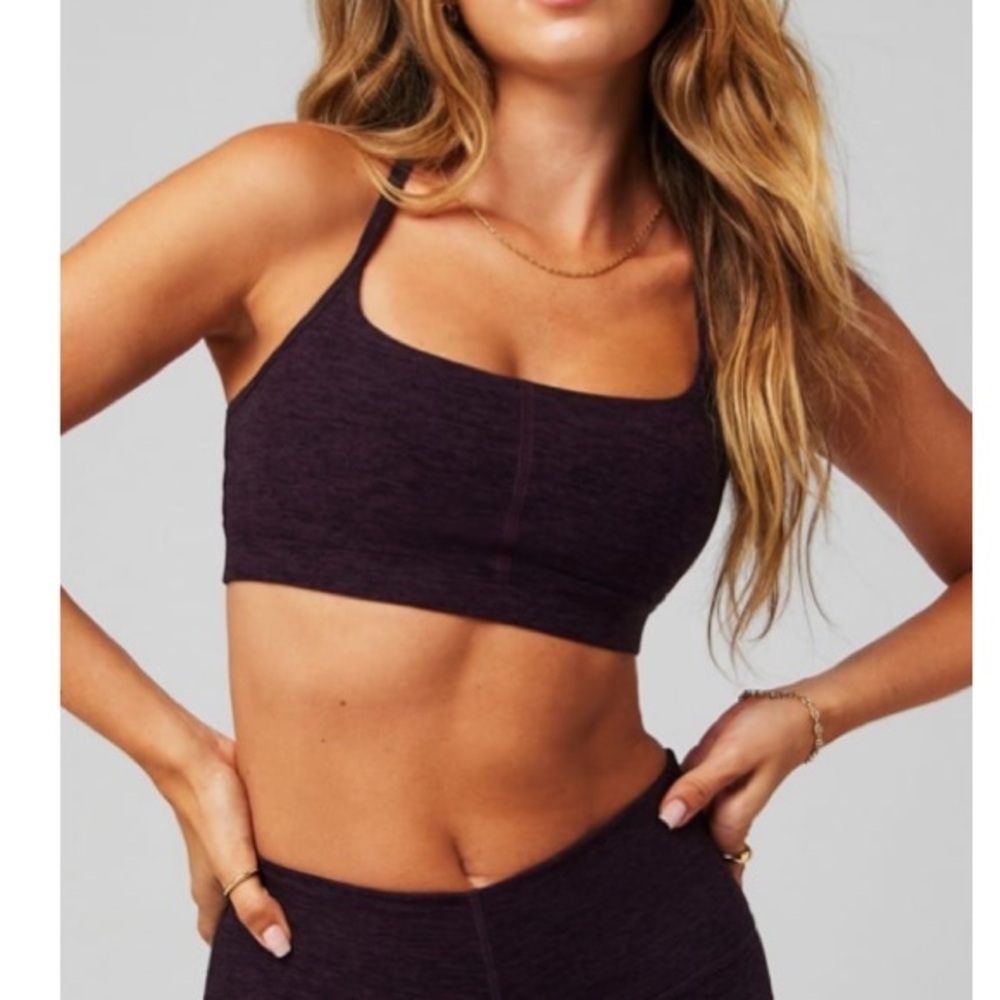 fabletics cozy Heather strappy Purple Sports Bra, medium, new